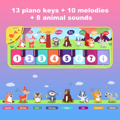 80*30cm Multifunctional Kids Musical Piano Mat Baby Keyboard Floor Dancing Mat 8 Animal Sounds Educational Toys for Children Gifts 