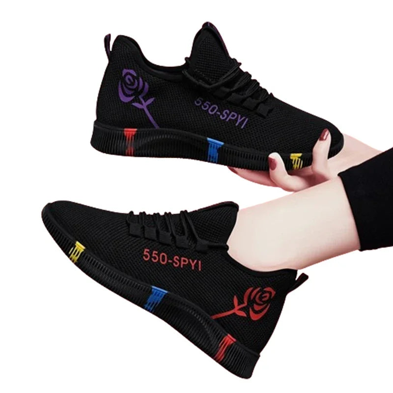 Tenis Feminino 2024 Women Vulcanized Shoes Air Mesh Light Soft Sneakers Female Flats Platform Lace Up Casual Shoes Basket Femme 