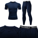 Traje deportivo de compresión para hombre, conjunto deportivo ajustado de yoga, entrenamiento en gimnasio, jogging, ropa deportiva MMA, pantalones de entrenamiento, traje deportivo (2 piezas) 