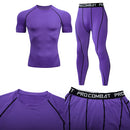 Traje deportivo de compresión para hombre, conjunto deportivo ajustado de yoga, entrenamiento en gimnasio, jogging, ropa deportiva MMA, pantalones de entrenamiento, traje deportivo (2 piezas) 