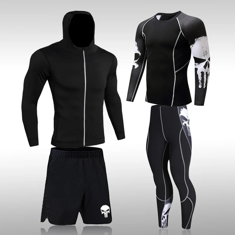 Conjuntos deportivos de compresión para hombre, mallas de gimnasio, conjuntos deportivos para correr, chándal para correr 