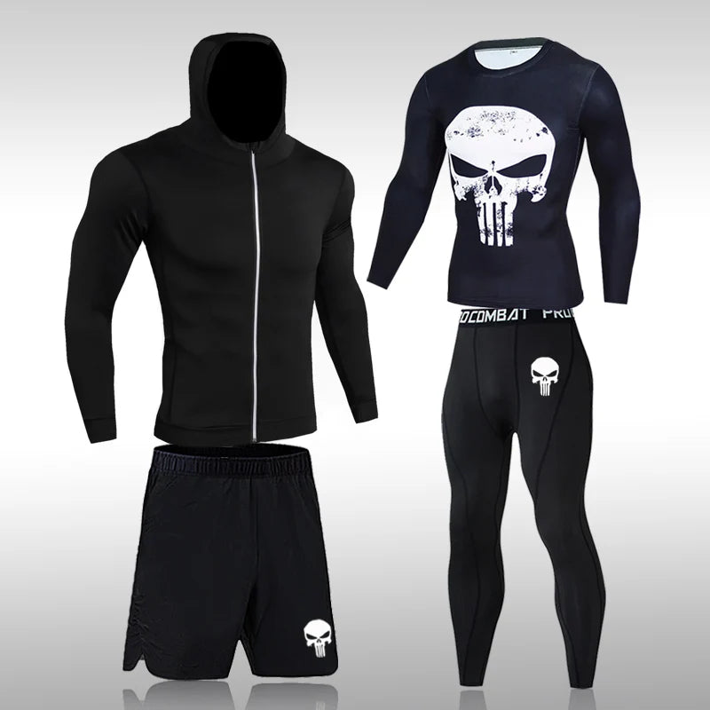 Ternos de Compressão Sportswear para Homens, Ginásio Calças Justas Roupas De Treinamento, Workout Jogging Sports Set, Running Rashguard Treino