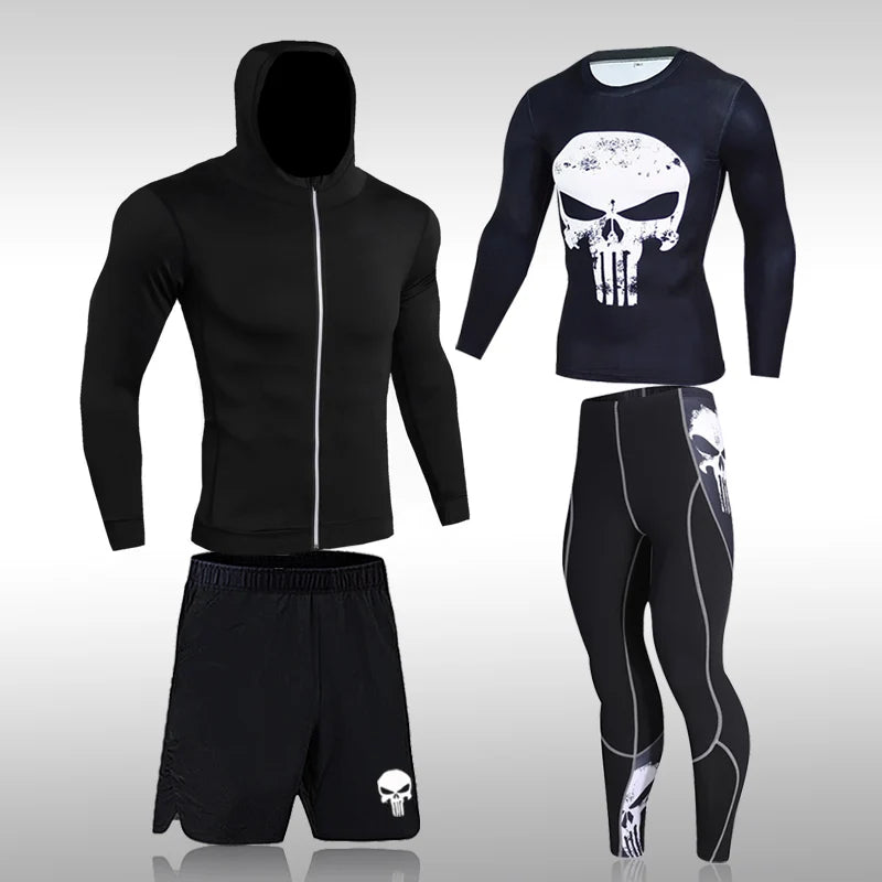 Conjuntos deportivos de compresión para hombre, mallas de gimnasio, conjuntos deportivos para correr, chándal para correr 