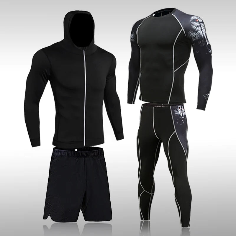 Conjuntos deportivos de compresión para hombre, mallas de gimnasio, conjuntos deportivos para correr, chándal para correr 
