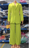 Ternos urbanos femininos 2024 primavera/verão mais recente elegante gola entalhada blazer manga comprida casaco e bolso design botão calças conjunto