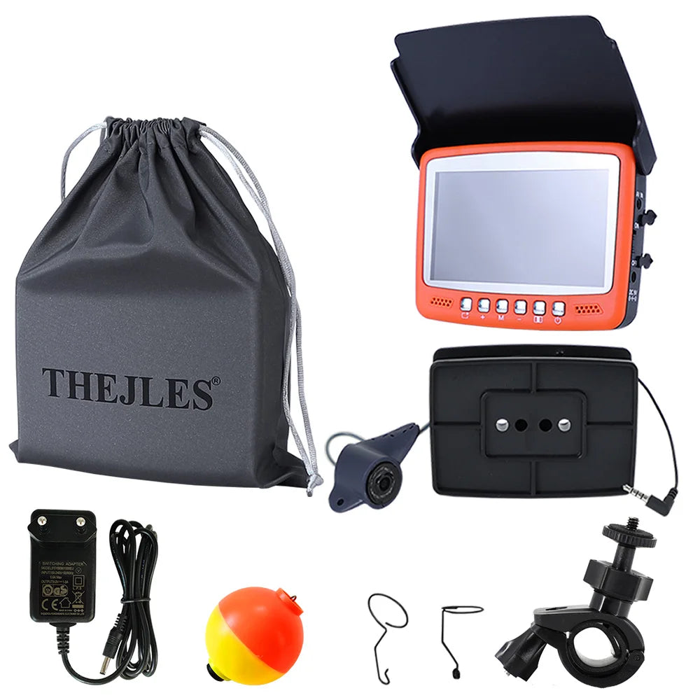 Thejles HD 1000 Line Ice Fishing Underwater Camera 4.3 Inch IPS Screen Fish Finder with 8 Infrared Lights Can Turn On/Off 