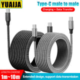 Cable de carga rápida tipo C a tipo C PD, cable de extensión para iPhone 15 Pro Max, Huawei, Xiaomi, Samsung, 60 W, 3 m, 5 m, 8 m, 10 m 