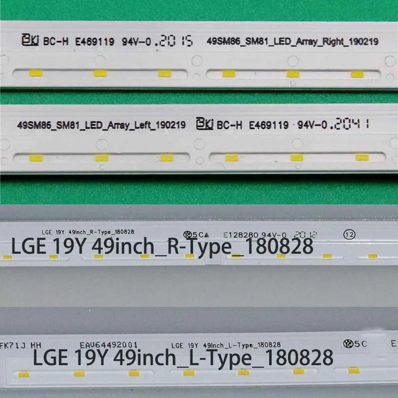 LED Backlight Strips for LG, 49SM8600PUA, 49SM8600PLA, 49SM86007LA, 49SM8500PLA, 49SM8200PLA, Bars, LGE 19Y, 49inch_L(R)-Type Lanes Tape 