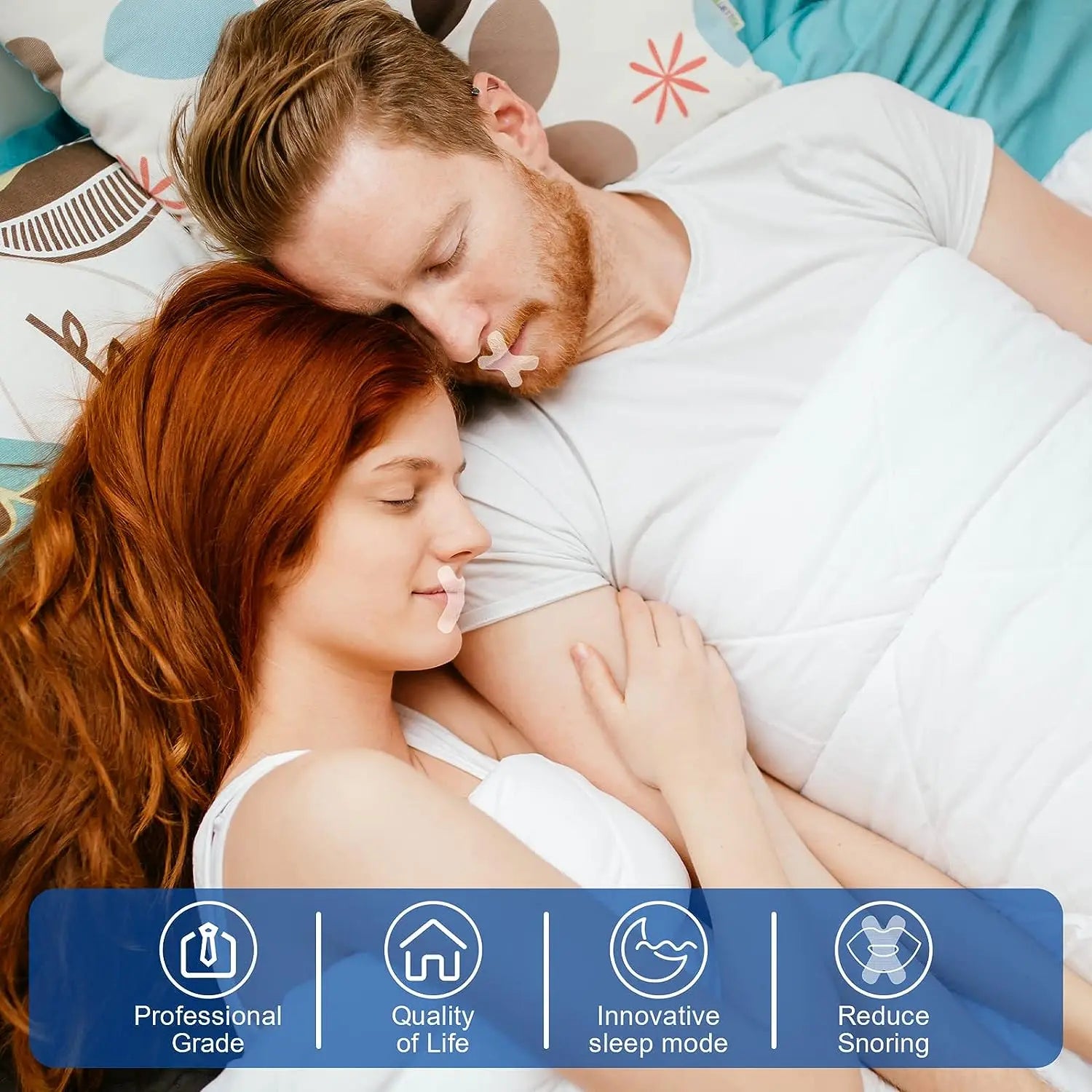 Clear Breathing Nasal Strips Anti Snoring Mouth Tape, Sure Help, Stop Snoring Nose Patch, Good Sleep Guard Device 