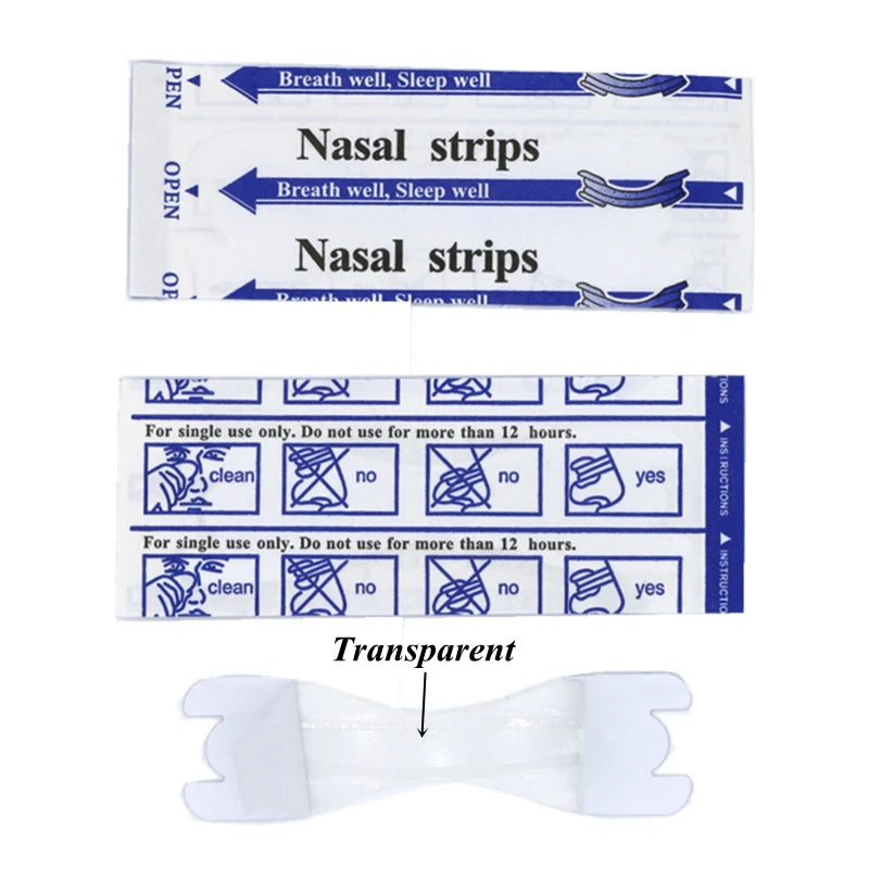 Tiras nasais transparentes para ronco, anti-ronco adesivo, melhor respiração do nariz, reduzir ferramenta ronco, cuidados de saúde, parar ronco patch, 50 pcs/lot
