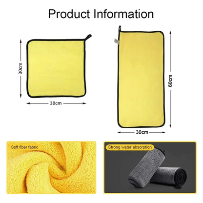 Toalha de Microfibra Car Wash, Limpeza, Secagem, Hemming, Care, Detalhamento, 30x30 cm, 60cm