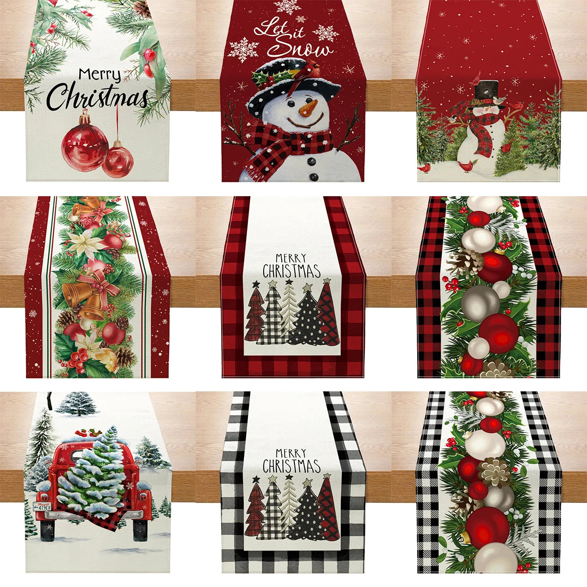 Christmas Tablecloth, Linen Table Flag, Table Cover for Christmas Decorations for Home, Navidad Noel, Gifts, Snowman Tablecloth 