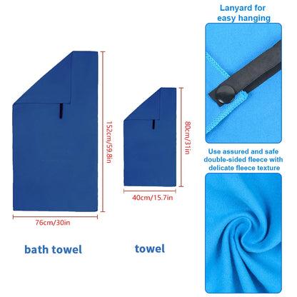 Ultra-absorbent, compact, quick-drying microfiber towel for sports and outdoor activities 