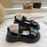 Zapatos Mary Jane de punta redonda para mujer, con plataforma y hebilla de nudo de mariposa, informales, para primavera y otoño, nueva moda 2024. 
