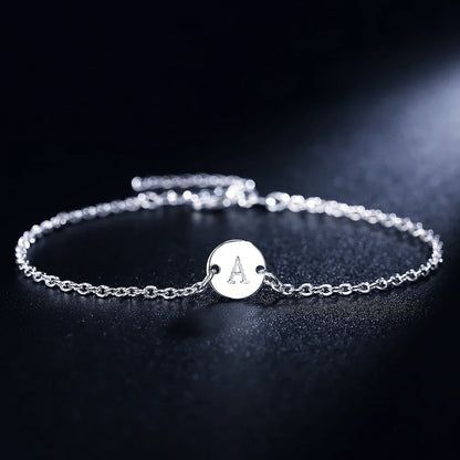 Tornozeleira em prata esterlina 925 para homens e mulheres, 26 letras, letras, pulseiras com correntes, festa de casamento, personalidade joias, presente senhora