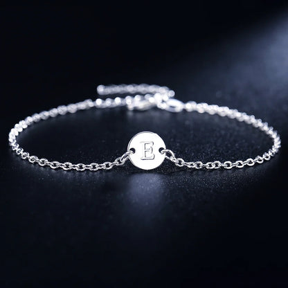 Tornozeleira em prata esterlina 925 para homens e mulheres, 26 letras, letras, pulseiras com correntes, festa de casamento, personalidade joias, presente senhora