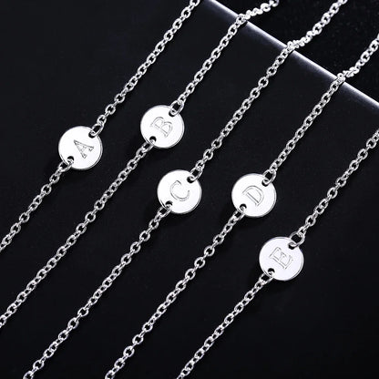 Tornozeleira em prata esterlina 925 para homens e mulheres, 26 letras, letras, pulseiras com correntes, festa de casamento, personalidade joias, presente senhora
