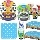 Decoración de Toy Story para niños, recuerdos de fiesta, platos, cielo azul, nubes blancas, globos, cumpleaños, baby shower, niñas, artículos de fiesta 