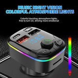 Bluetooth 5.0 Car FM Transmitter, Hands-Free, Dual USB, 3.1A Fast Charger, Ambient Light, Cigarette Lighter, Car Interior Accessories 