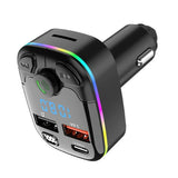 Bluetooth 5.0 Car FM Transmitter, Hands-Free, Dual USB, 3.1A Fast Charger, Ambient Light, Cigarette Lighter, Car Interior Accessories 