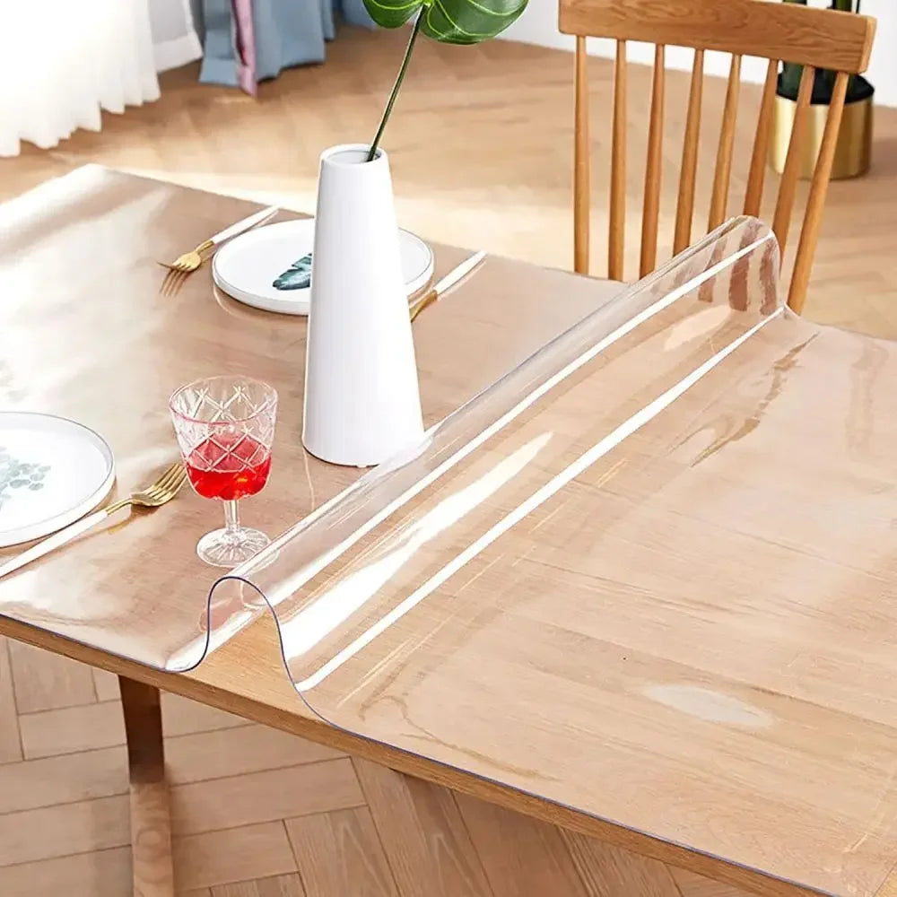 Mantel de PVC transparente, mantel de vidrio suave, impermeable, resistente al aceite, para cocina, rectangular, transparente mate 