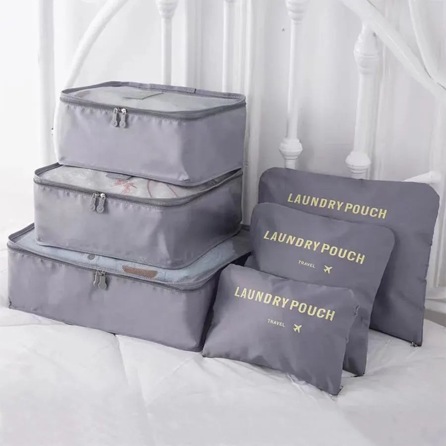 Bolsas de viaje para guardar ropa, organizador de equipaje portátil, funda para maleta, cubo de embalaje, para guardar zapatos, maleta (6 unidades) 