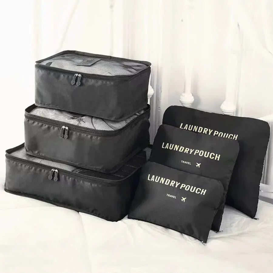 Bolsas de viaje para guardar ropa, organizador de equipaje portátil, funda para maleta, cubo de embalaje, para guardar zapatos, maleta (6 unidades) 