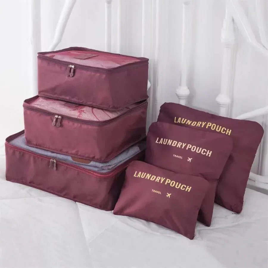 Bolsas de viaje para guardar ropa, organizador de equipaje portátil, funda para maleta, cubo de embalaje, para guardar zapatos, maleta (6 unidades) 