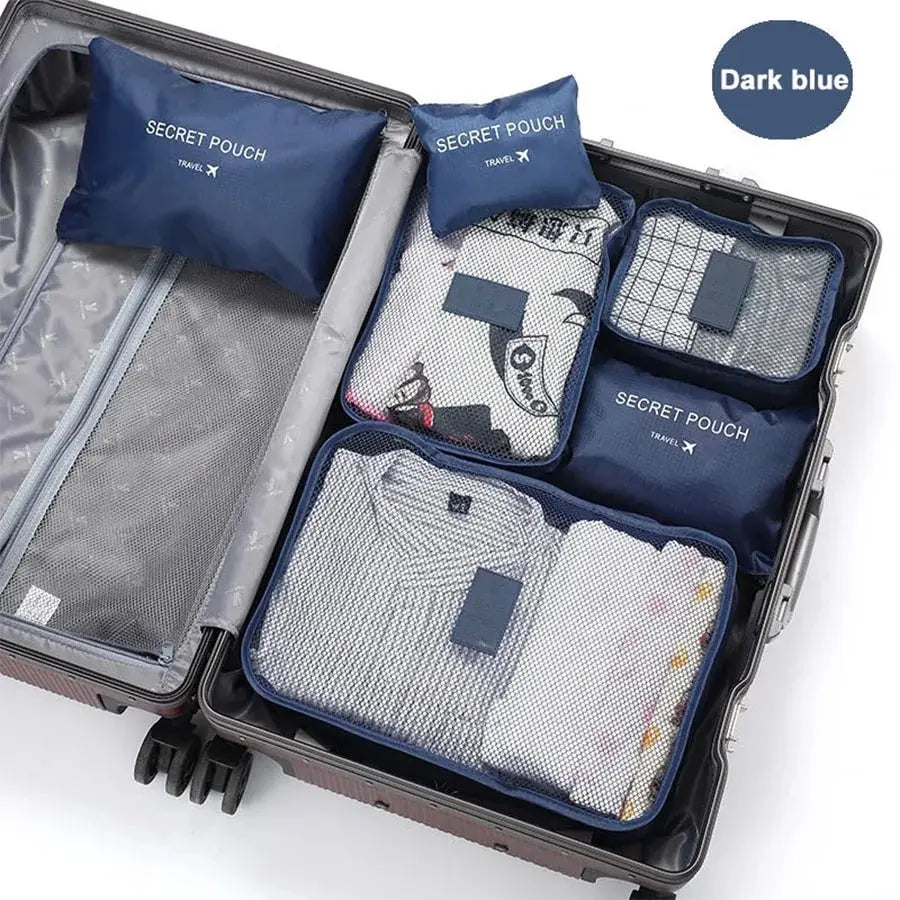 Bolsas de viaje para guardar ropa, organizador de equipaje portátil, funda para maleta, cubo de embalaje, para guardar zapatos, maleta (6 unidades) 