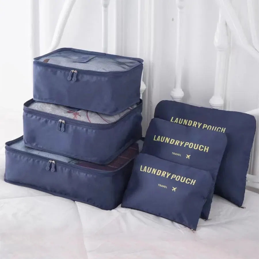 Bolsas de viaje para guardar ropa, organizador de equipaje portátil, funda para maleta, cubo de embalaje, para guardar zapatos, maleta (6 unidades) 