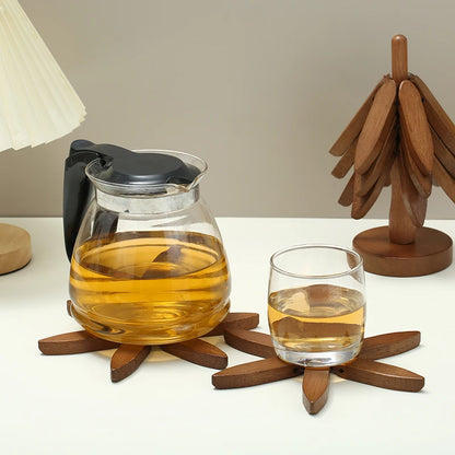 Tree Design Stand Wooden Trivets, Anti Scald, Heat Resistant Table Mat, Decorative Coaster, Wooden Placemats, Pot, 4Pcs 