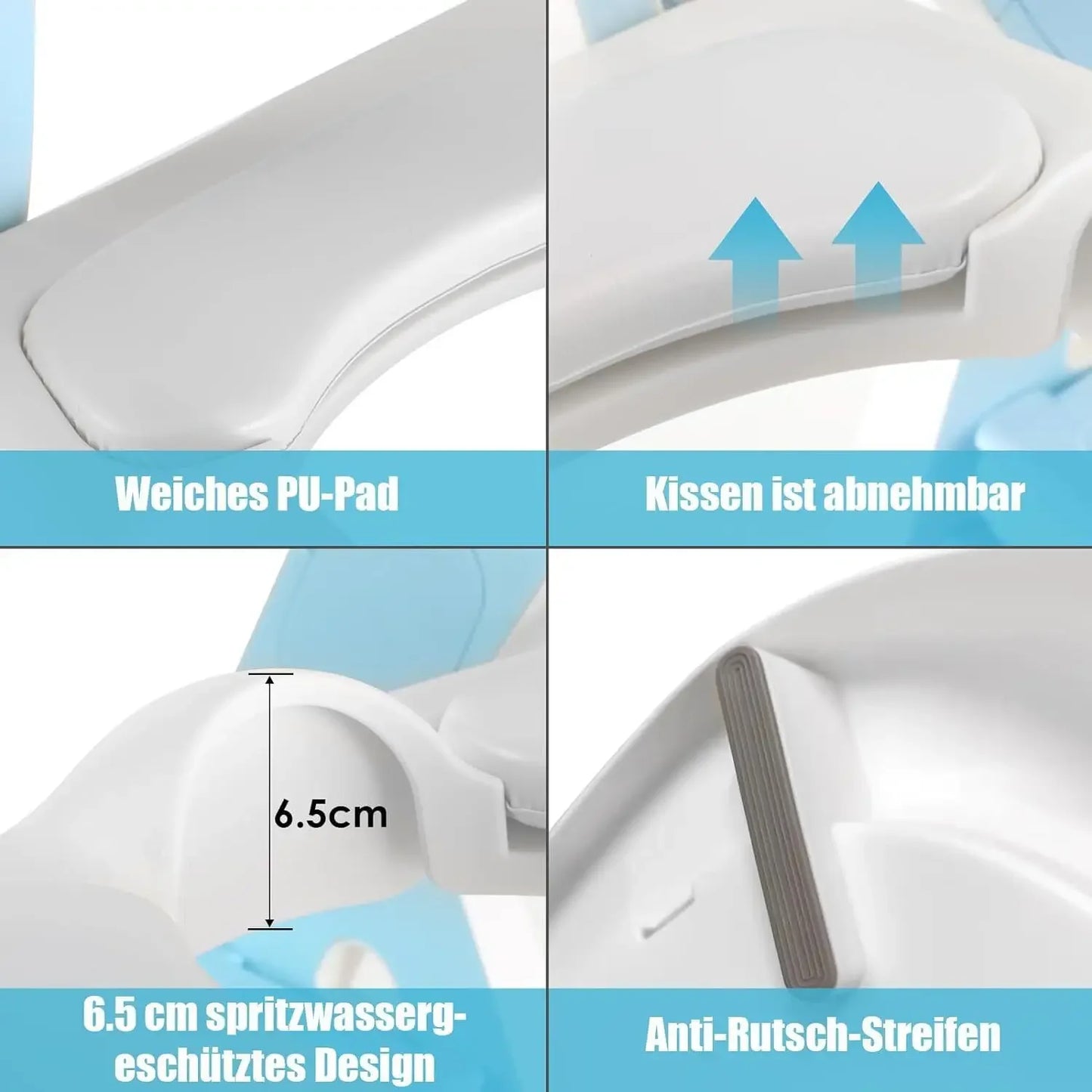 2 in 1 Toddler Toilet Trainer with Stairs Baby Toilet Seat Potty Trainer with PU Padding 