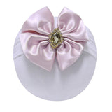 Turbante con lazo grande para recién nacido, diadema con lazo y diamantes de imitación, pañuelos para la cabeza 
