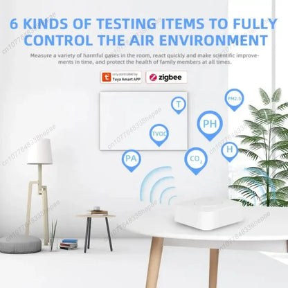 Tuya Smart Home Air Quality Sensor, Gas Leakage Sensor, Security Protection Alarm Sensors, VOC, HCHO, Wi-Fi, Zigbee, CO2 