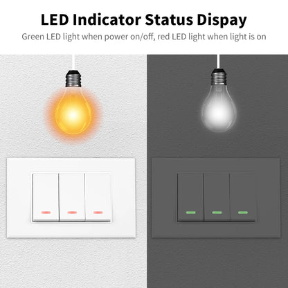 Tuya Smart Life WiFi Wall Light Switch, No Neutral Wire, US Button, Physical Wall Switches for Alexa, Google Home 