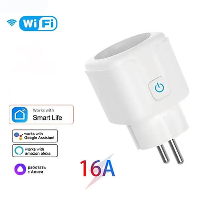 Tuya WiFi Smart EU Plug, Power Monitor, Remote Control, SmartLife APP, Works with Alexa, Yandex Alice, Google Assistant, 16A, 20A 