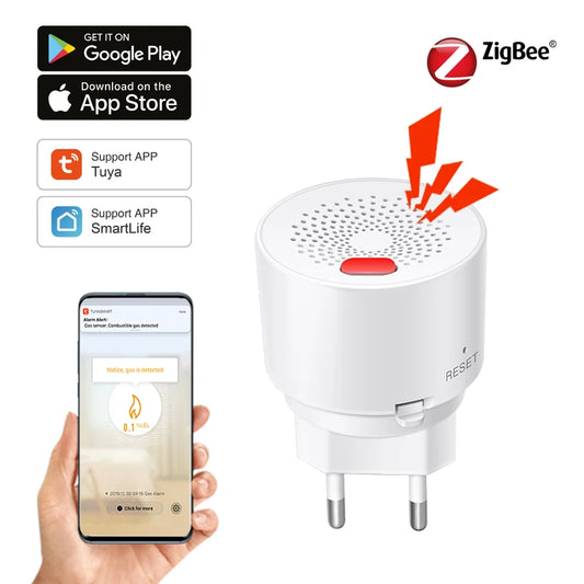 Tuya Zigbee-Smart Home Natural Gas Sensor, Household Fuel, LPG Gas Leakage Alarm Detector, Fire Safety Protection 