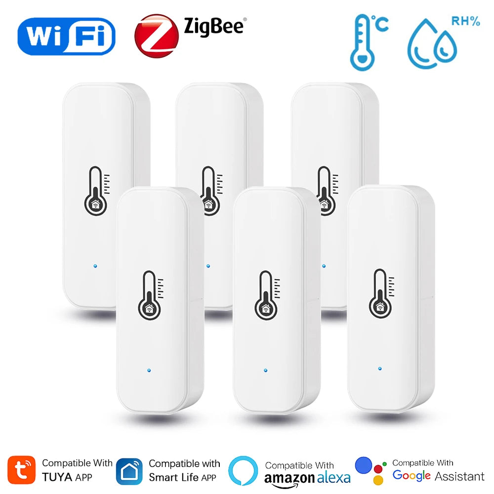 Sensor de temperatura y humedad Tuya Smart WiFi ZigBee, termómetro e higrómetro para interiores, compatible con Alexa y Google Home. 