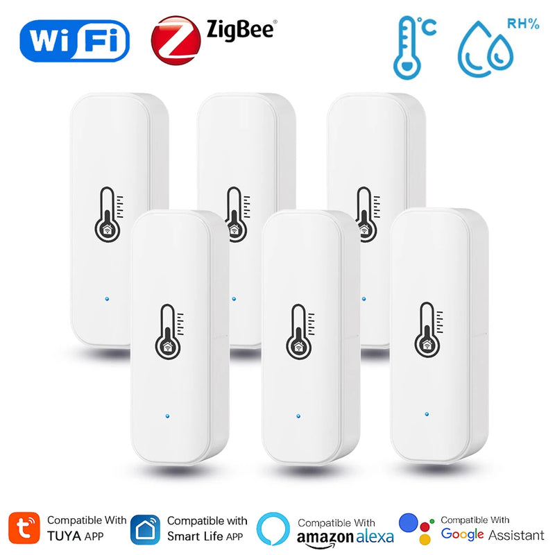 Tuya inteligente wifi zigbee sensor de temperatura e umidade termômetro interno higrômetro monitoramento funciona com alexa google casa