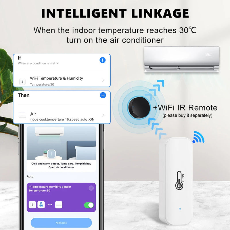 Tuya inteligente wifi zigbee sensor de temperatura e umidade termômetro interno higrômetro monitoramento funciona com alexa google casa