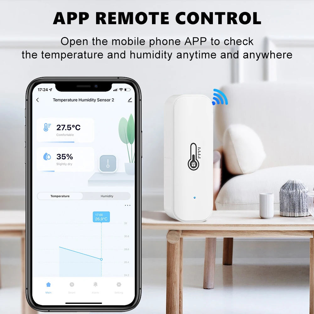 Tuya Smart WiFi ZigBee Temperature and Humidity Sensor Indoor Thermometer Hygrometer Monitoring Works with Alexa Google Home 