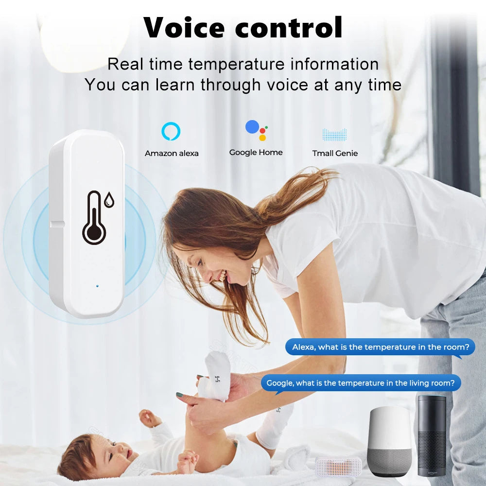 Sensor de temperatura y humedad Tuya Smart WiFi ZigBee, termómetro e higrómetro para interiores, compatible con Alexa y Google Home. 