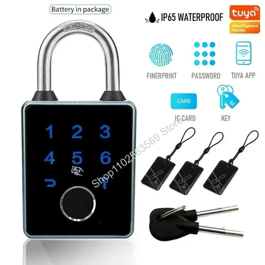 Tuya/TTLock Smart Fingerprint Password Padlock Card APP NFC Key Unlock Door Locks Anti-theft and IP65 Waterproof Electronic Lock 