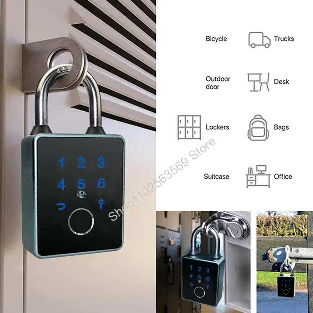 Tuya/TTLock Smart Fingerprint Password Padlock Card APP NFC Key Unlock Door Locks Anti-theft and IP65 Waterproof Electronic Lock 