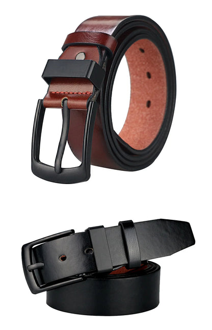 Cinturón casual vintage Maikun para hombre, con hebilla de pasador negra, de cuero ancho y versátil para estudiantes.