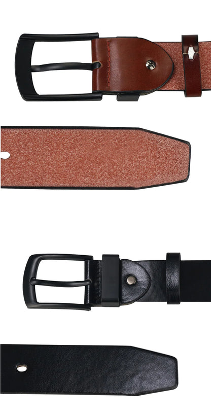 Cinturón casual vintage Maikun para hombre, con hebilla de pasador negra, de cuero ancho y versátil para estudiantes.