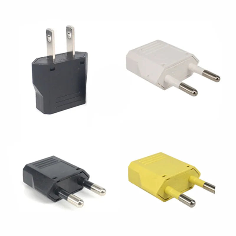Adaptador de enchufe de EE. UU. a UE, adaptador de enchufe de la UE, adaptador de viaje de CN a UE, convertidor eléctrico de enchufe europeo de Corea, tomas de corriente, toma de CA, 1-100 piezas 
