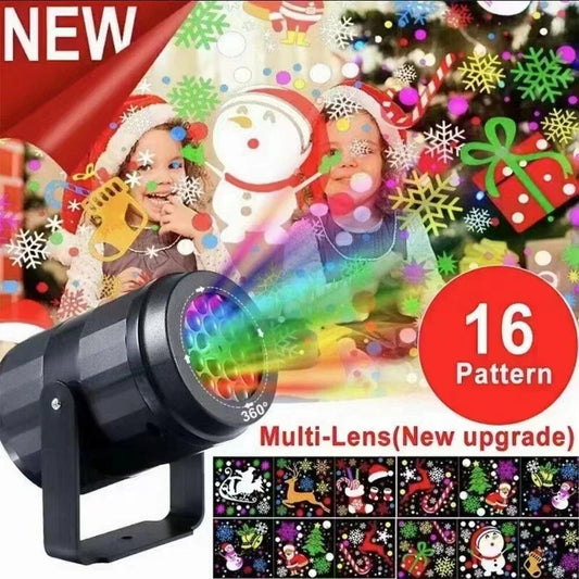 USB Powered Rotating Projetor De Natal Padrão Floco De Neve, Luzes LED Do Palco, Iluminação Noturna Ao Ar Livre, Decoração De Natal, 1Pc