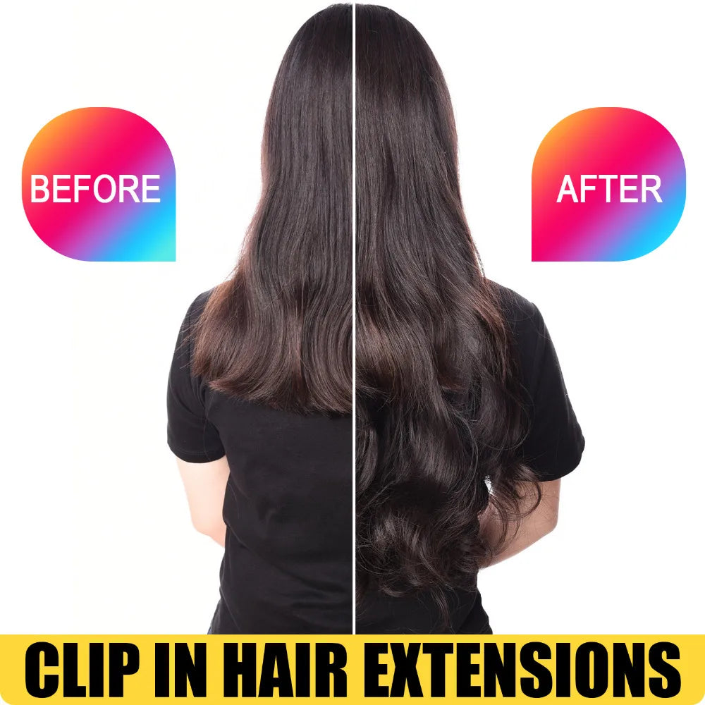 Extensões de cabelo ondulado com mola clip in 60 cm premium sintético resistente ao calor 190g