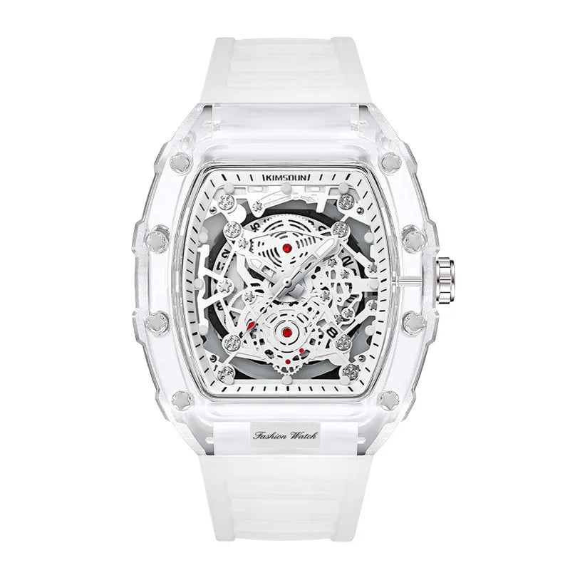 UTHAI - Reloj de cuarzo transparente para hombre, con cuerpo hueco, personalizado, resistente al agua, con calendario, informal, deportivo y moderno, BK134 